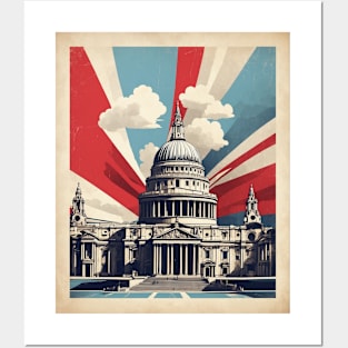 Saint Pauls Cathedral London United Kingdom Vintage Travel Tourism Poster Art Posters and Art